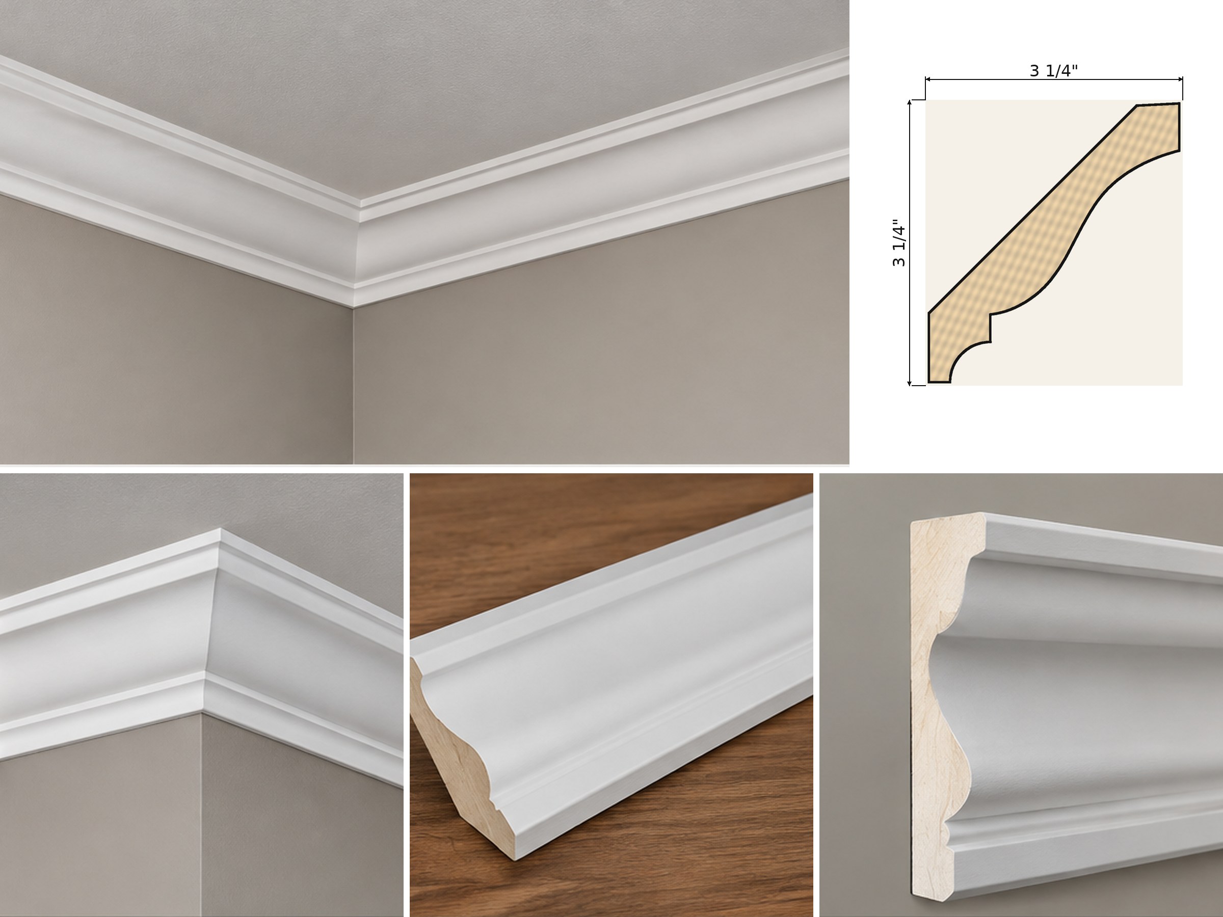 Crown moulding profile and installation detail
