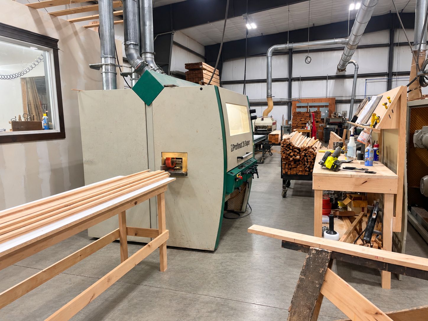 Organized woodworking shop floor